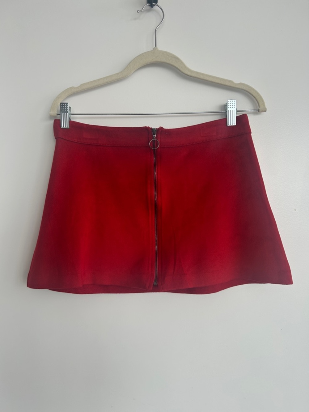 Zara Red Mini Skirt with Front Zip